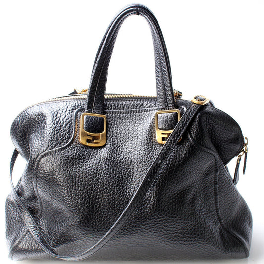 Fendi Black Leather Two Way Bag
