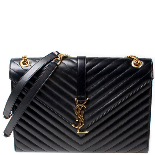 Saint Laurent Nappa Leather Large Chevron Envelope Shoulder Bag