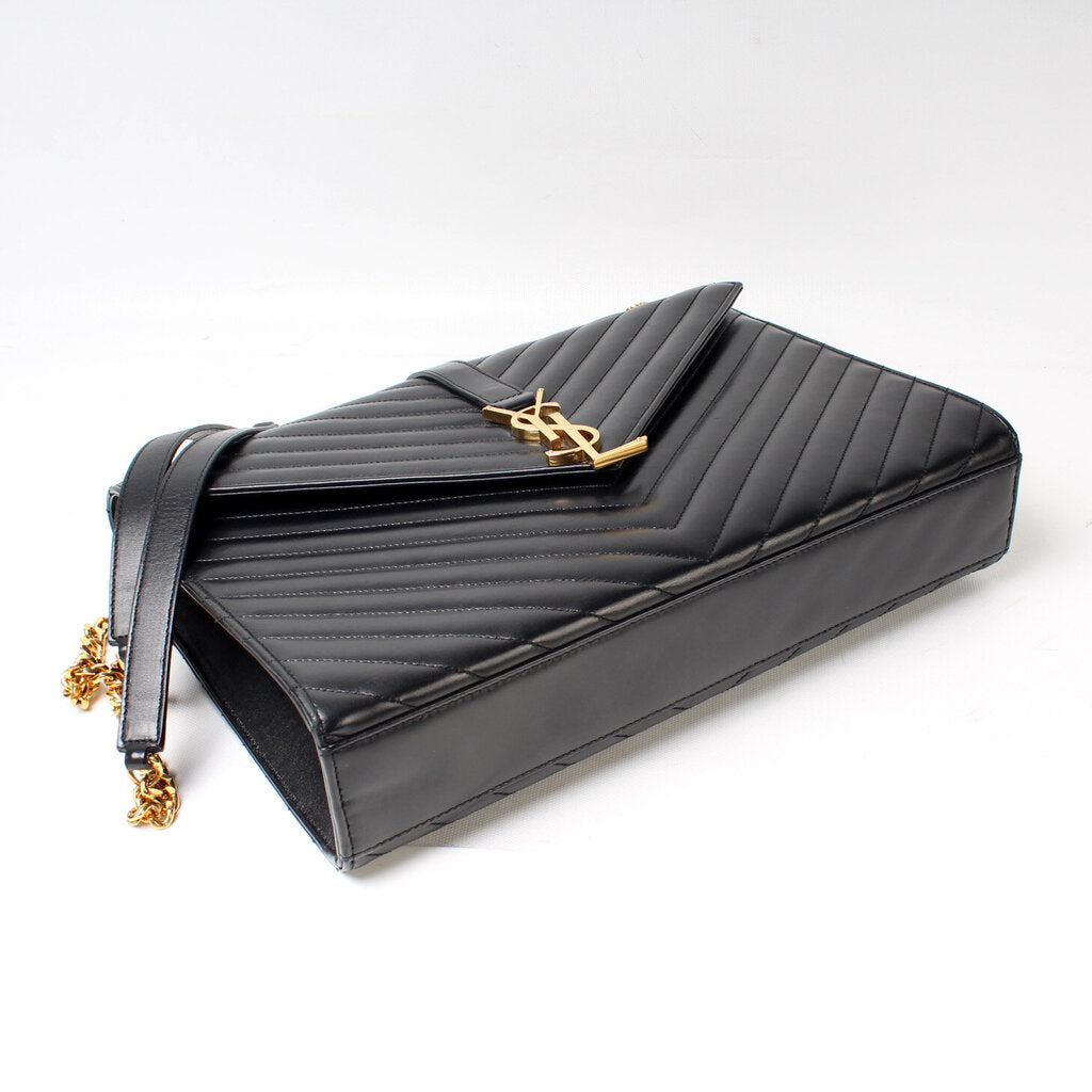 Saint Laurent Nappa Leather Large Chevron Envelope Shoulder Bag