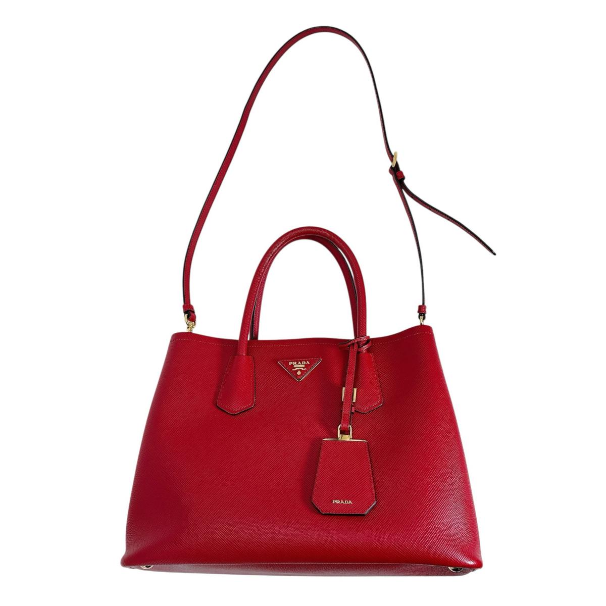 PRADA Handbag Cowhide Red Safiano 2 way bag