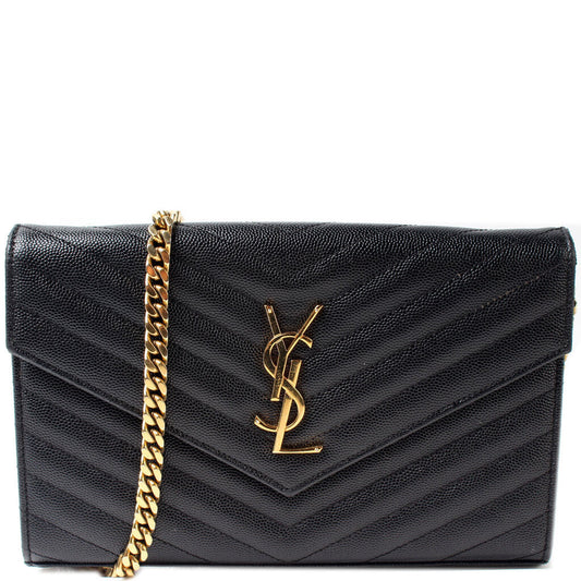 Saint Laurent Grain De Chain Wallet Black 377828 Bag