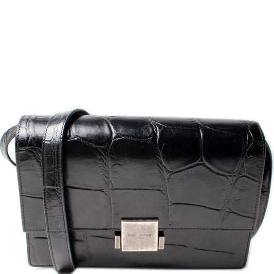 Saint Laurent Bellechasse Croc Embossed Shoulder Medium Bag