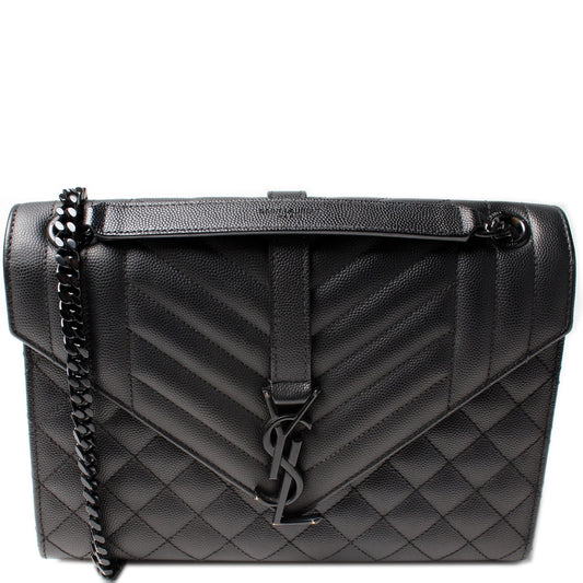 Saint Laurent Grain De Monogram Triquilt Medium Satchel Bag
