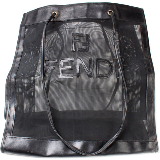 Fendi Mesh FF Logo Shopping Tote Bag