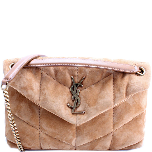 Saint Laurent Puffer Quilted Small Suede Bag