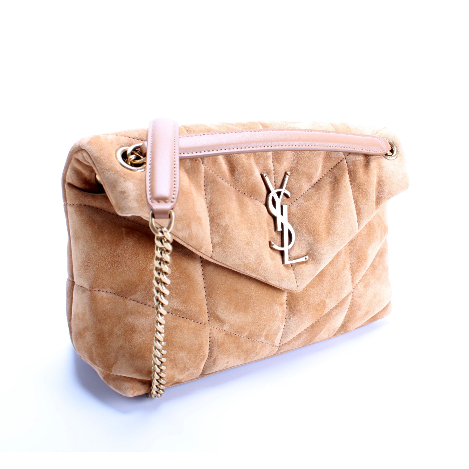 Saint Laurent Puffer Quilted Small Suede Bag