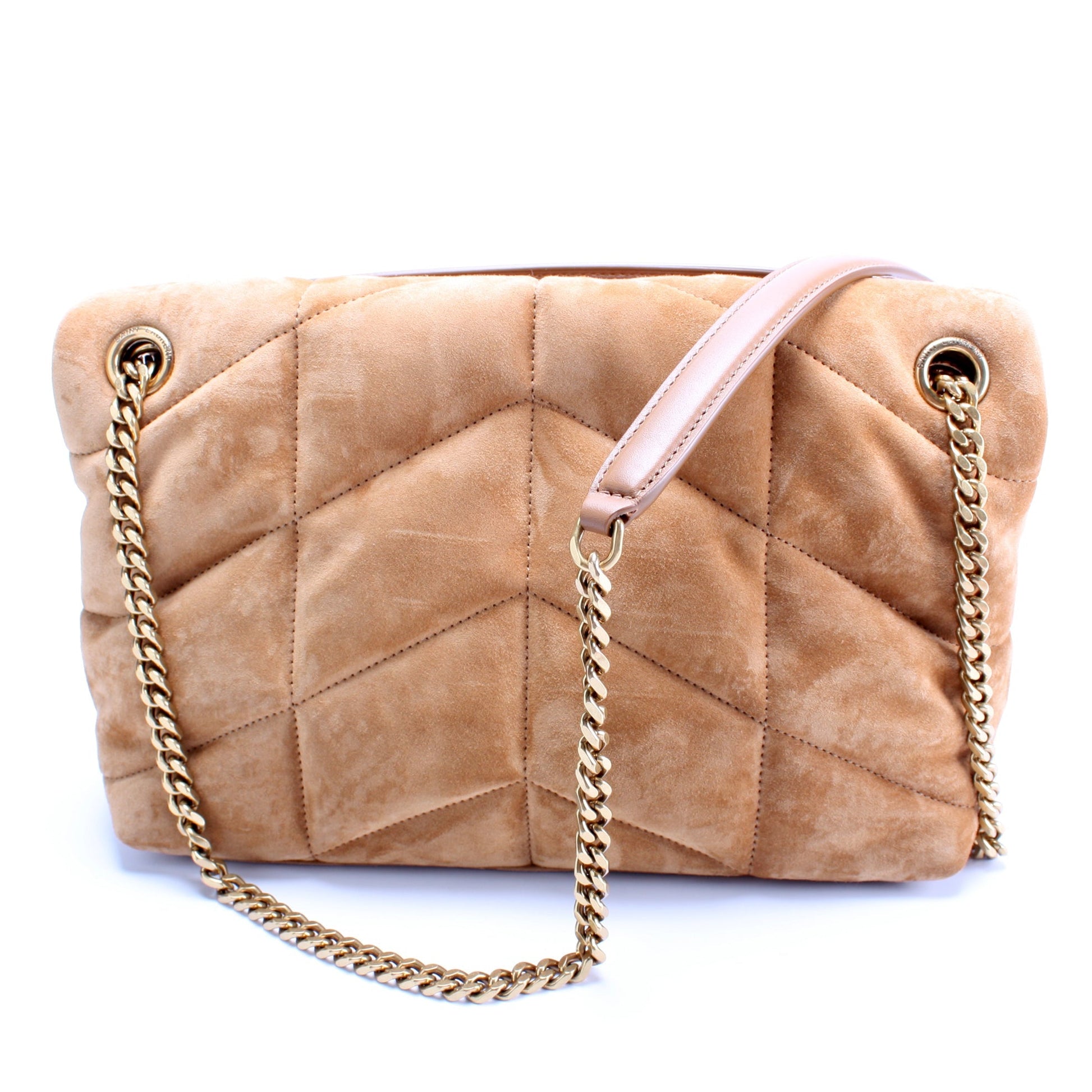 Saint Laurent Puffer Quilted Small Suede Bag