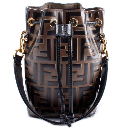 Fendi Mini Mon Tresor Bucket FF Leather Bag