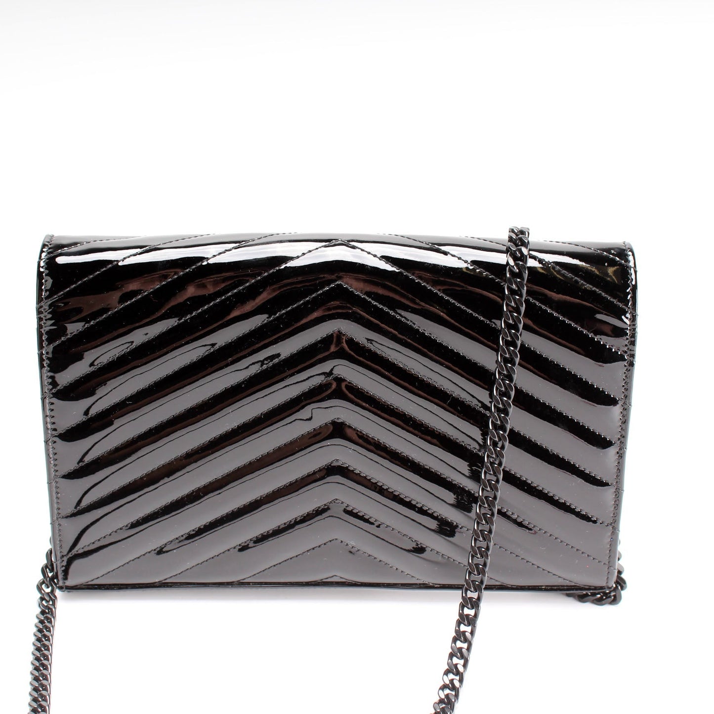 Saint Laurent Cassandre Patent Chain Wallet Bag