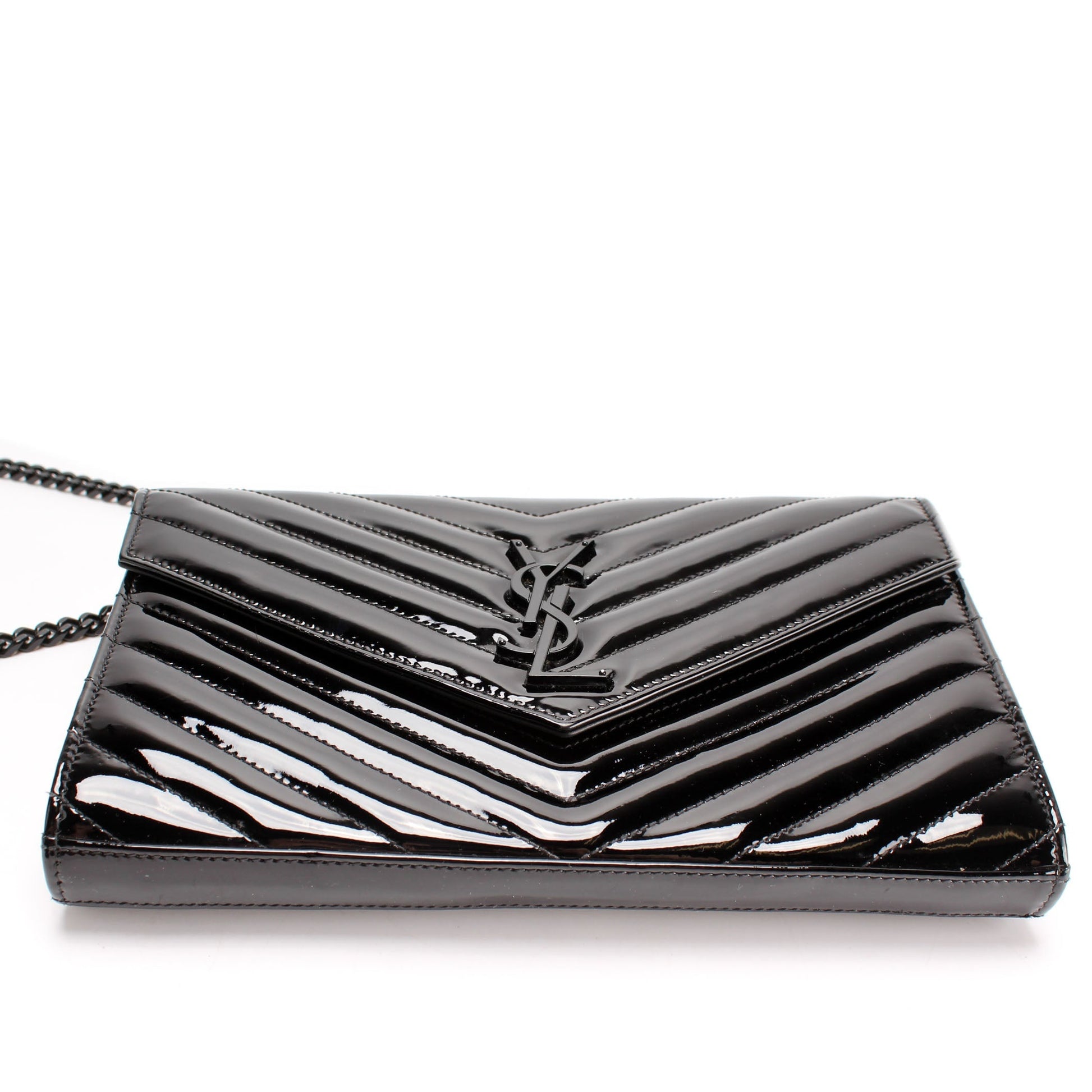 Saint Laurent Cassandre Patent Chain Wallet Bag