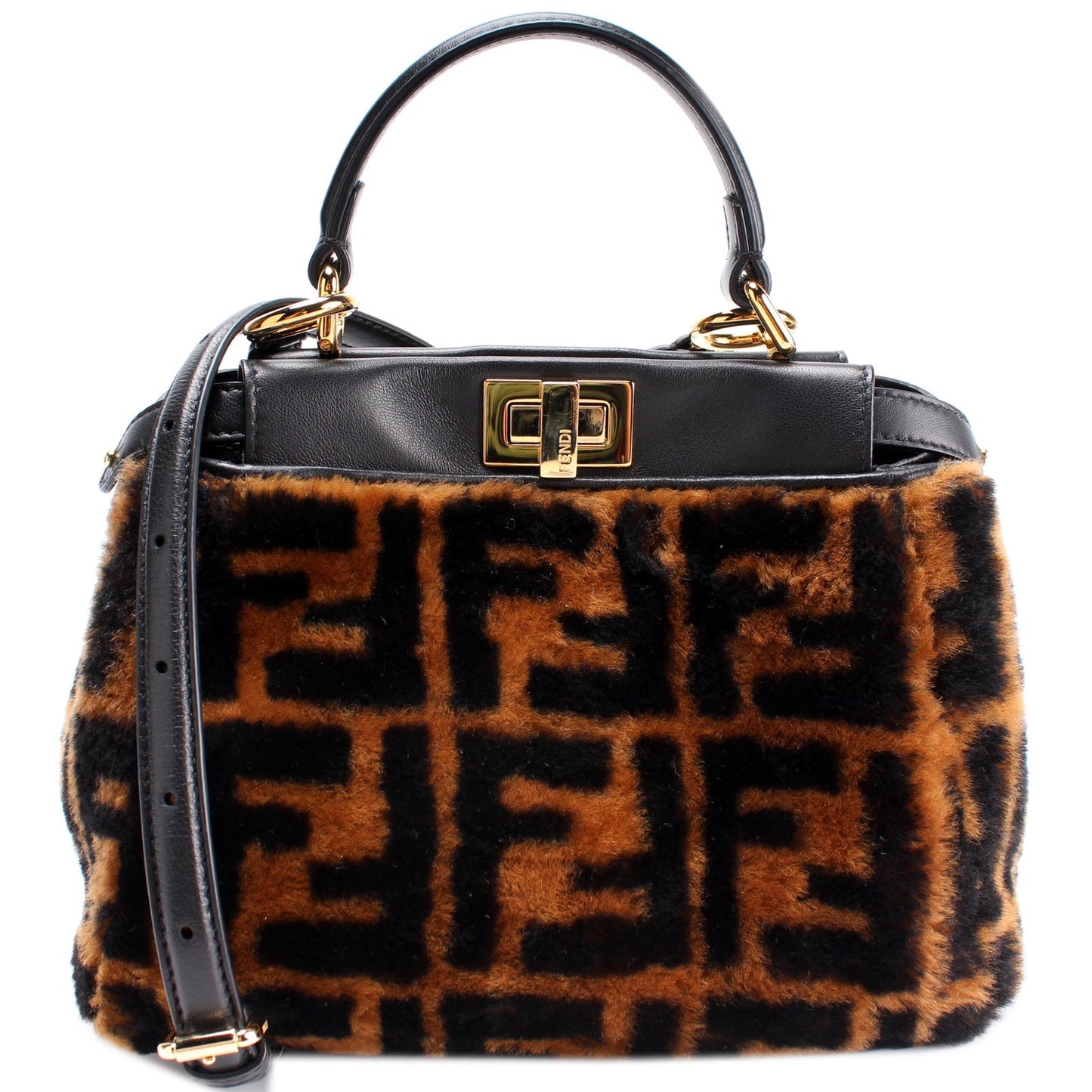 Fendi 8BN244 Peekaboo Mini FF Shearling Bag