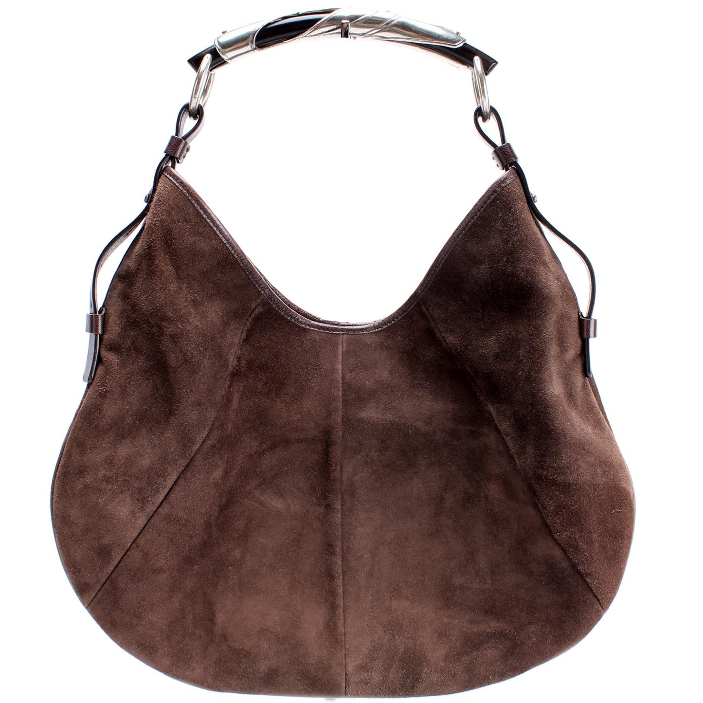 Saint Laurent Suede Monbasa Handle Hobo Bag