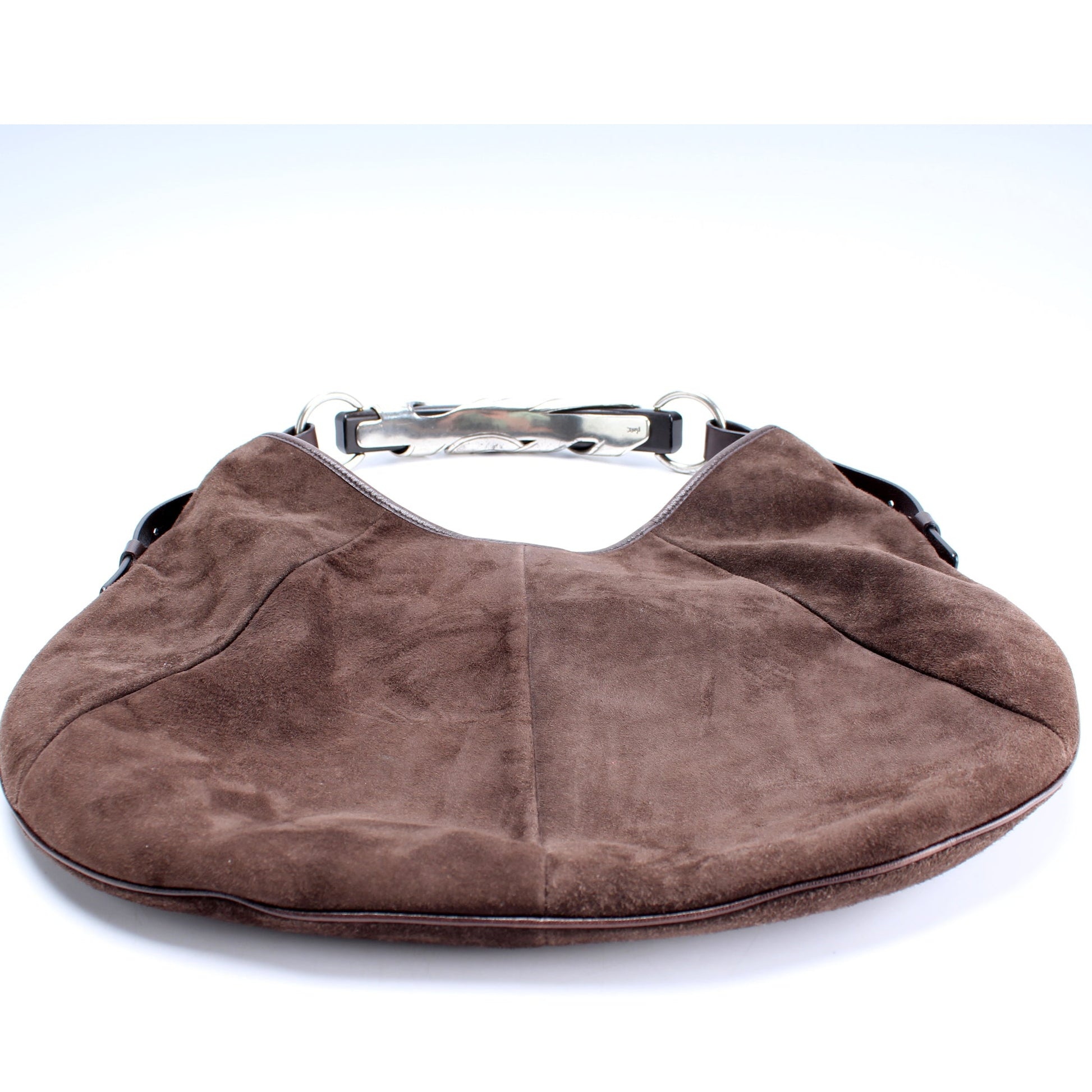 Saint Laurent Suede Monbasa Handle Hobo Bag