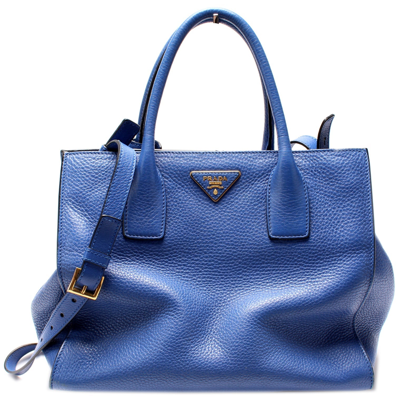 Prada Vitello Daino Tote Blue Bag