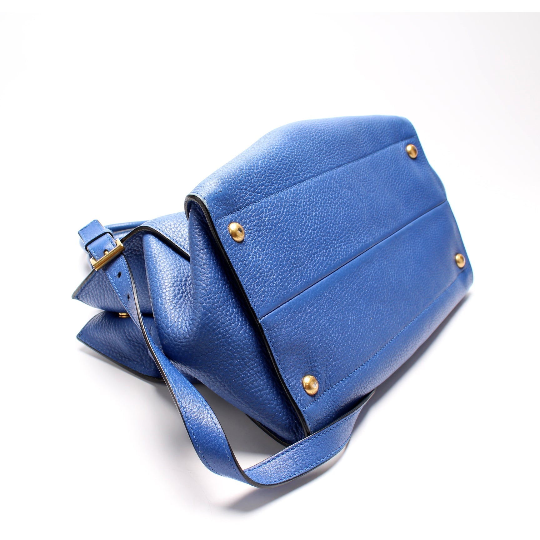 Prada Vitello Daino Tote Blue Bag