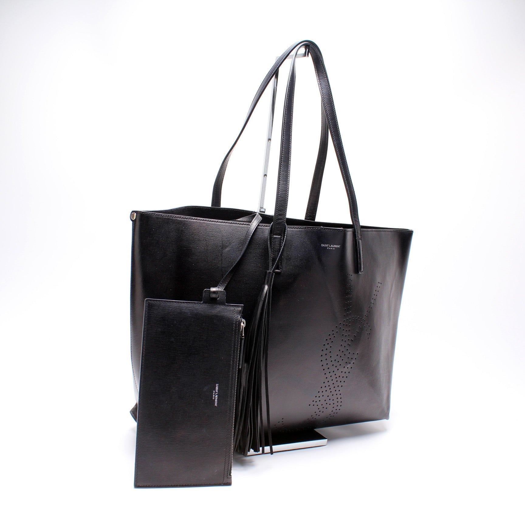 Saint Laurent Perforated Logo Shopper Tote Bag