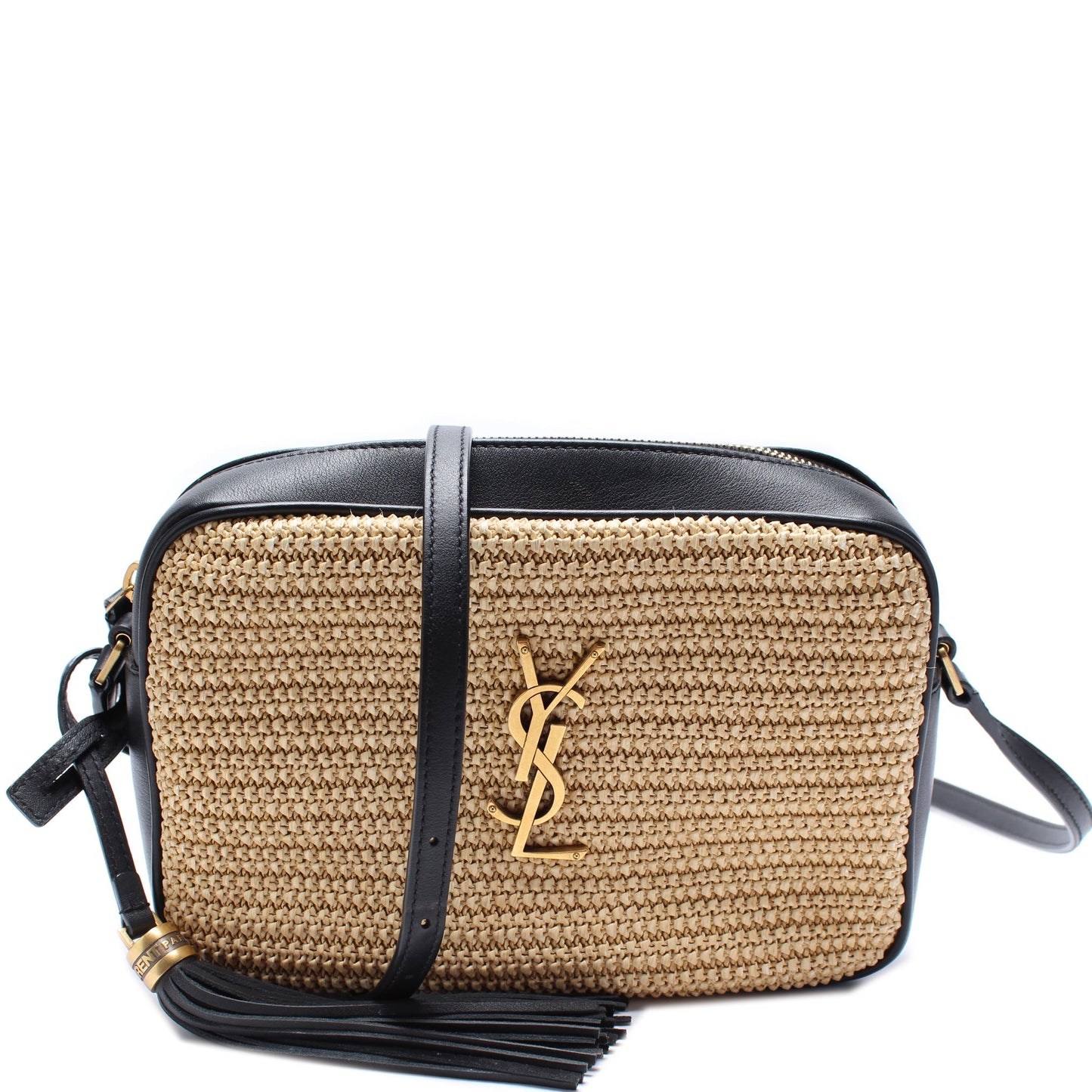 Saint Laurent Lou Camera Medium Raffia Bag