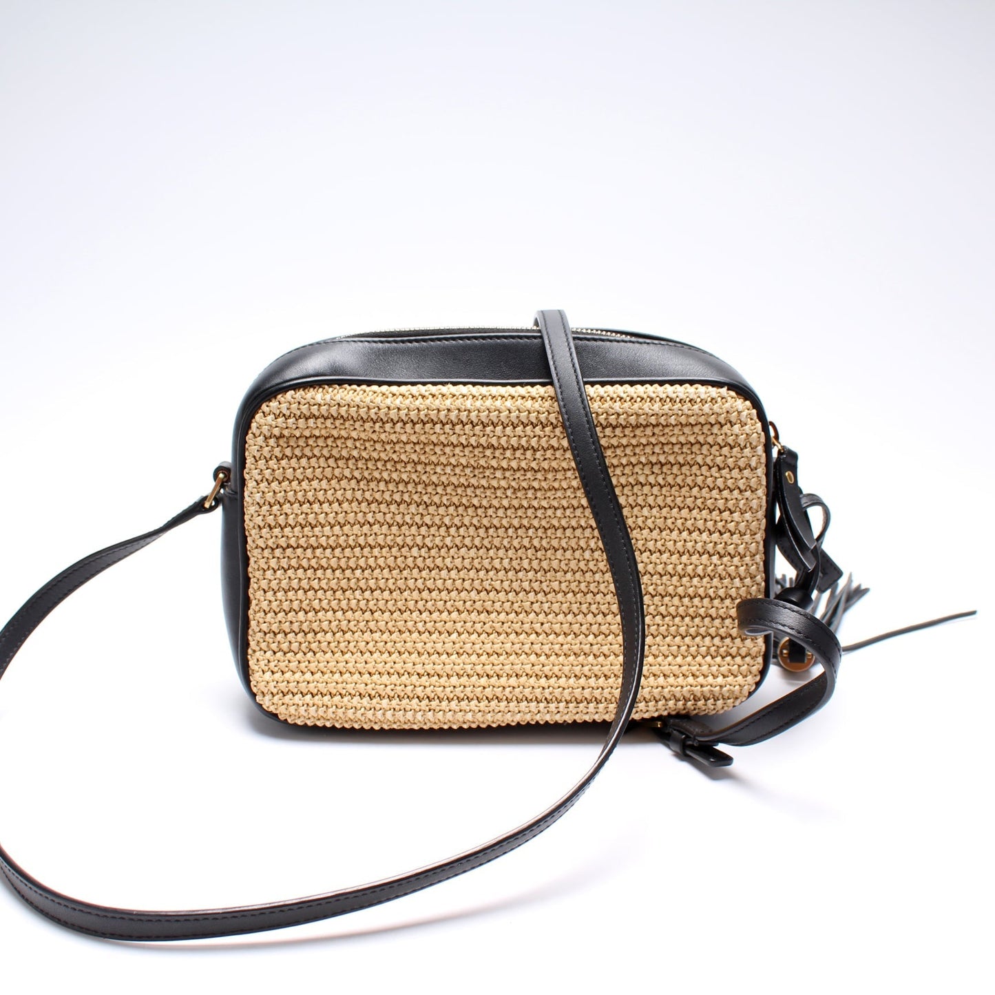 Saint Laurent Lou Camera Medium Raffia Bag