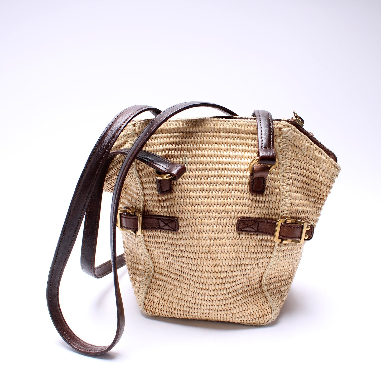 Saint Laurent 172641 Raffia Downtown Small Shoulder Bag