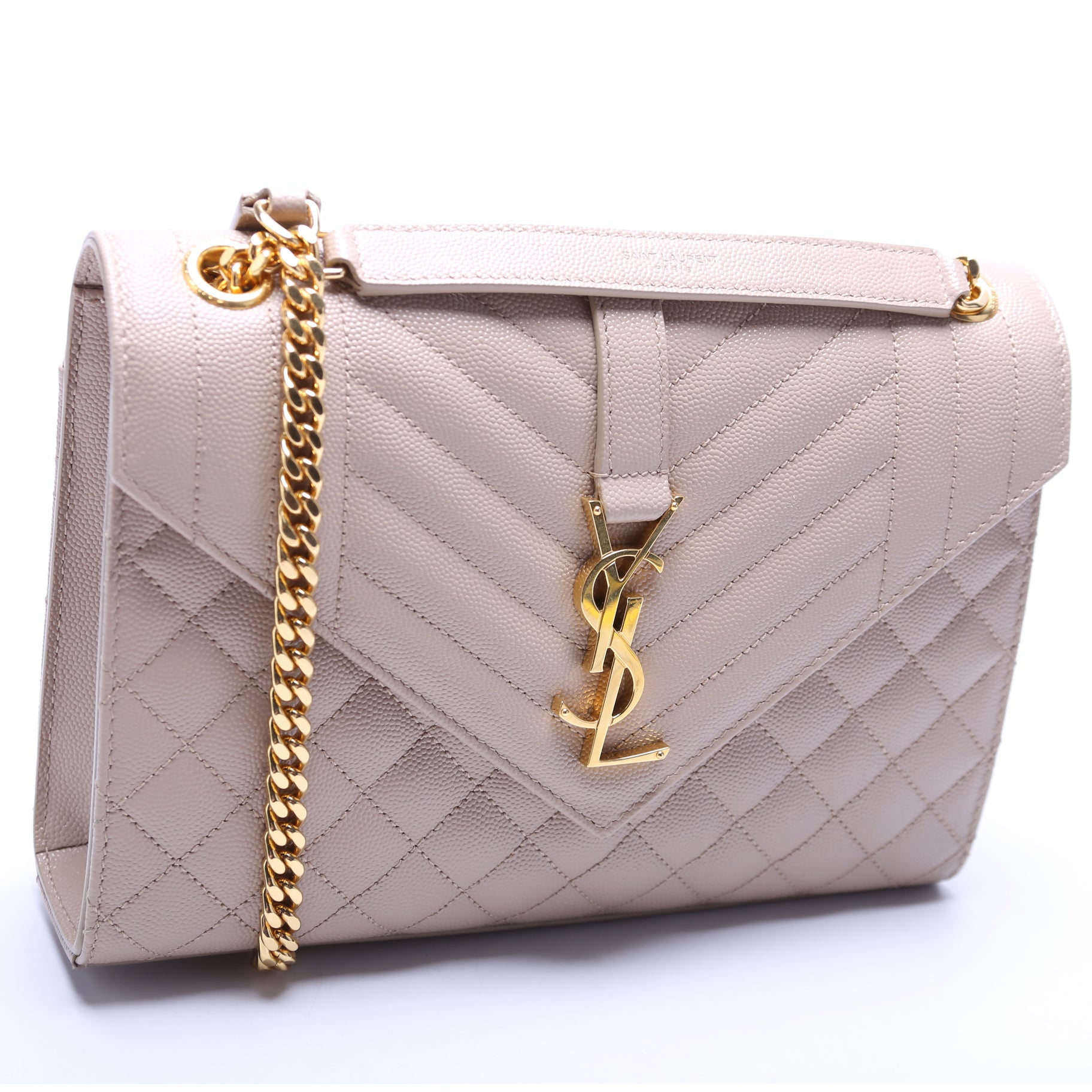 Saint Laurent Grain De Monogram Triquilt Medium Satchel Bag