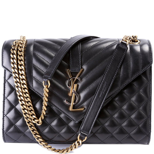 Saint Laurent Envelope Medium Lambskin Nappa Triquilt 600185 Bag