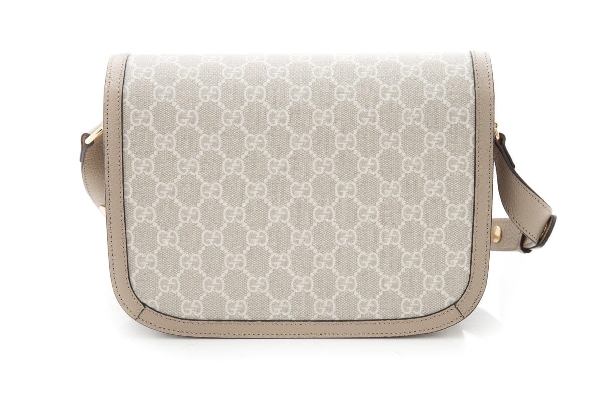 Gucci Horsebit Beige Monogram Handbag