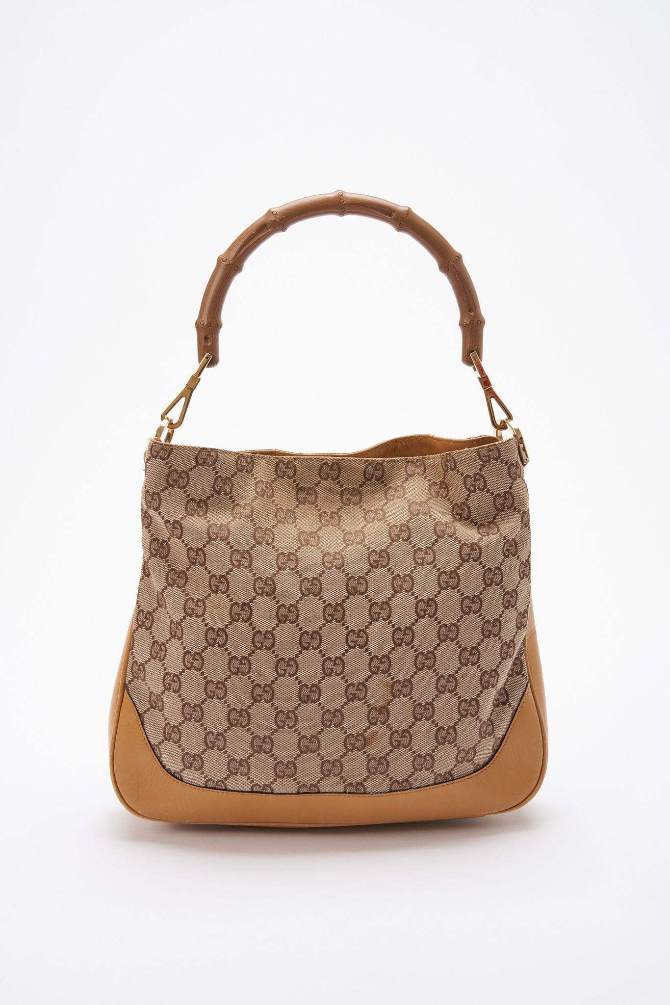 Gucci Bamboo Leather Canvas Shoulder Bag Style 2