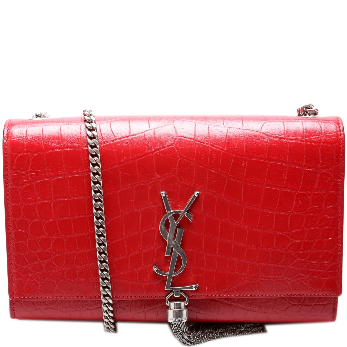 Saint Laurent Kate Tassel Satchel Medium Crocodile Embossed Bag