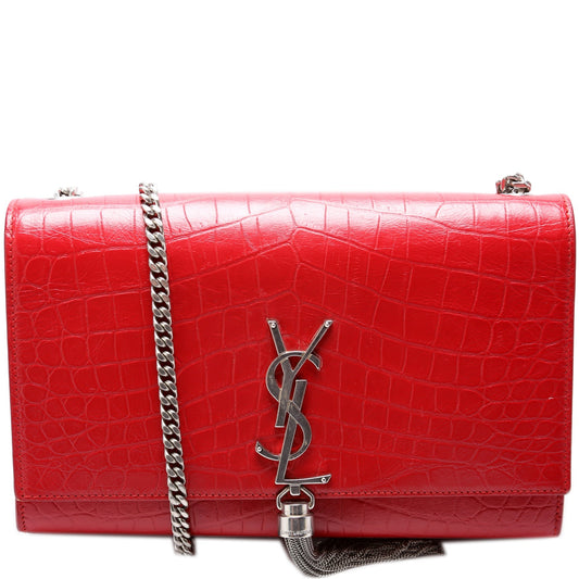 Saint Laurent Kate Tassel Satchel Medium Crocodile Embossed Bag