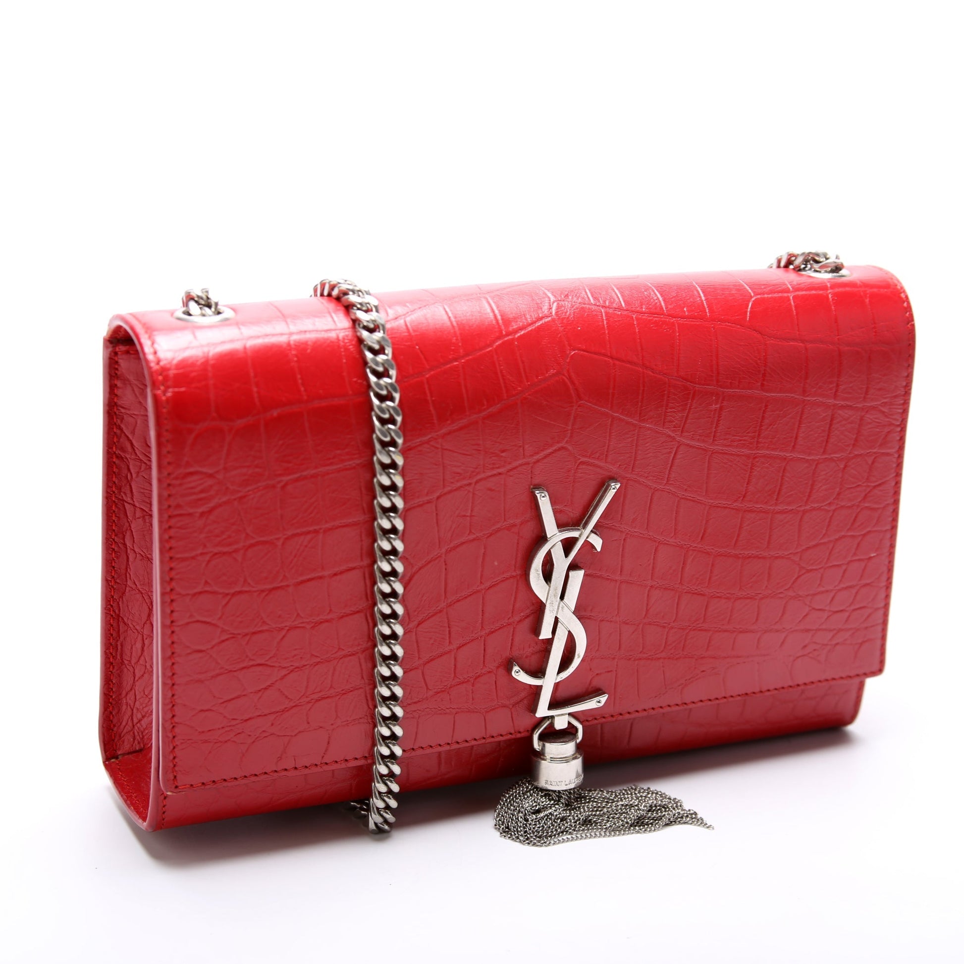 Saint Laurent Kate Tassel Satchel Medium Crocodile Embossed Bag
