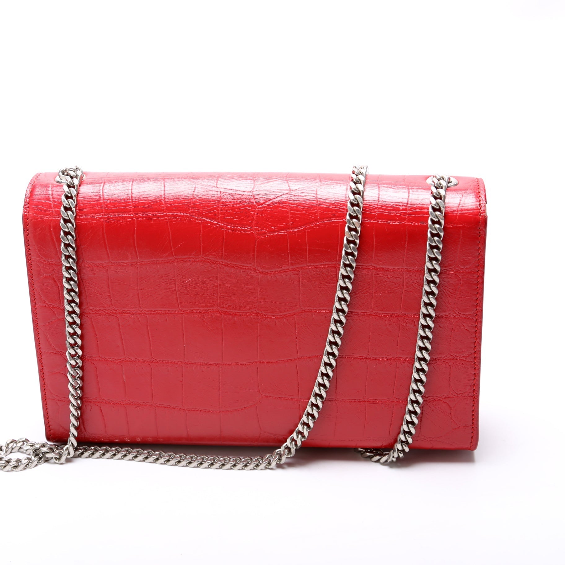 Saint Laurent Kate Tassel Satchel Medium Crocodile Embossed Bag