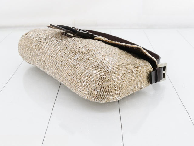 Fendi Baguette Shoulder bag with Cream Beads