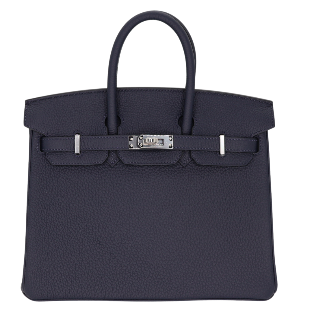 Hermes25cm Birkin Bleu Nuit Togo Leather Palladium Hardware
