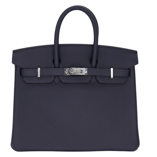 Hermes25cm Birkin Bleu Nuit Togo Leather Palladium Hardware