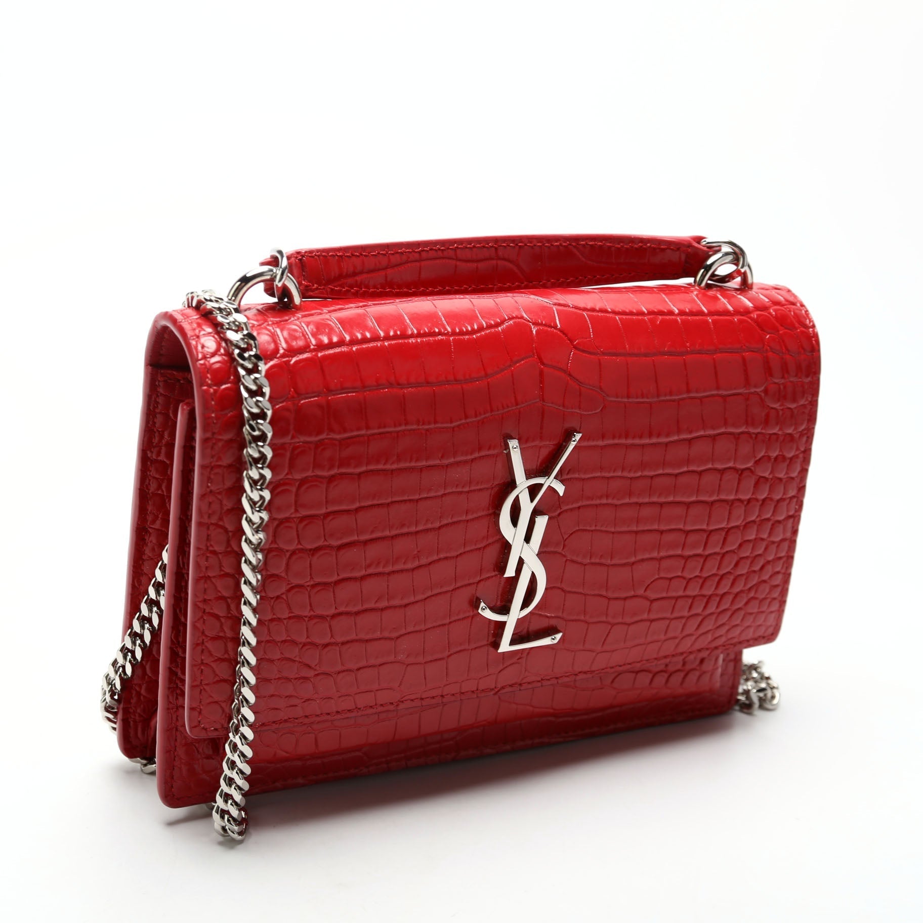Saint Laurent Sunset Chain Wallet Crocodile Bag