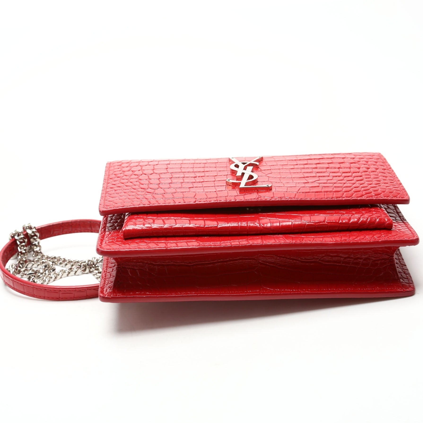 Saint Laurent Sunset Chain Wallet Crocodile Bag