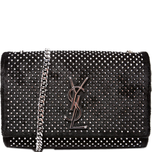 Saint Laurent Kate Satchel Small Velvet Rhinestone 471286 Bag