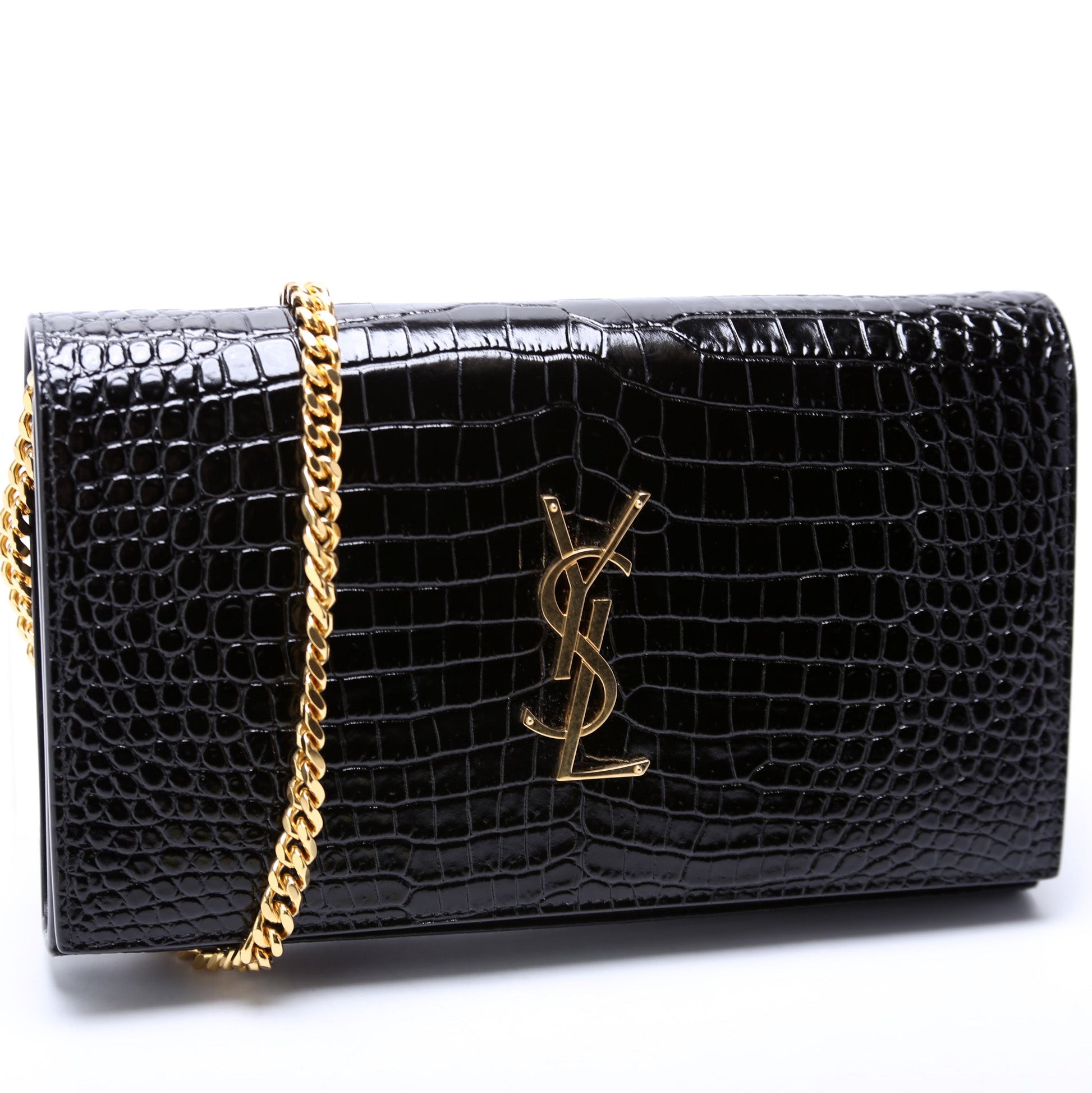 Saint Laurent Kate Chain Wallet Crocodile Bag