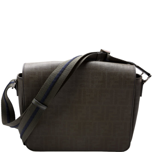 Fendi 7VA258 Zucca Spalmati Coated Canvas Messenger Bag