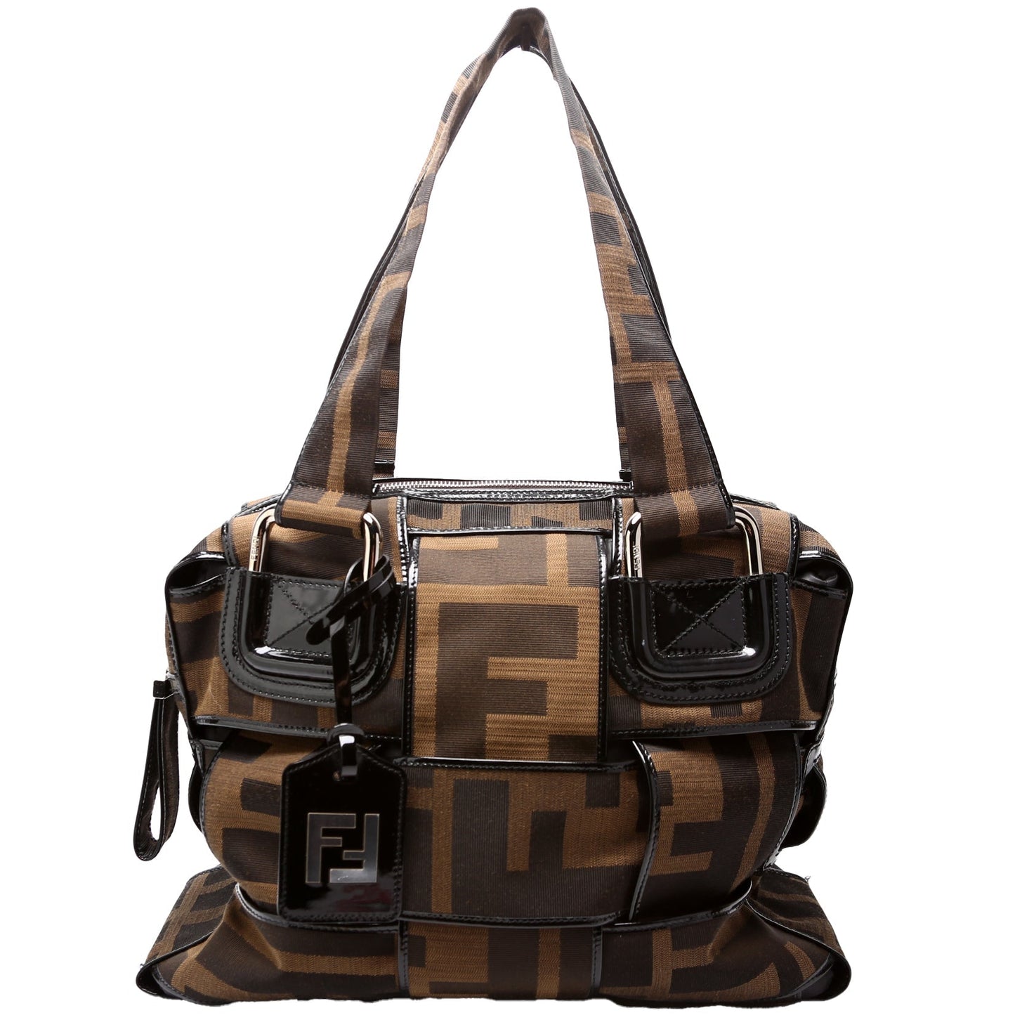 Fendi Zucca Canvas Woven Crossword Bag