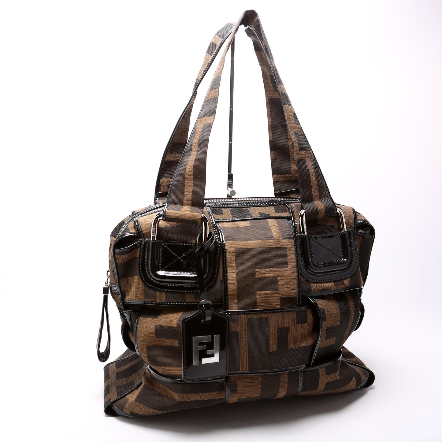 Fendi Zucca Canvas Woven Crossword Bag