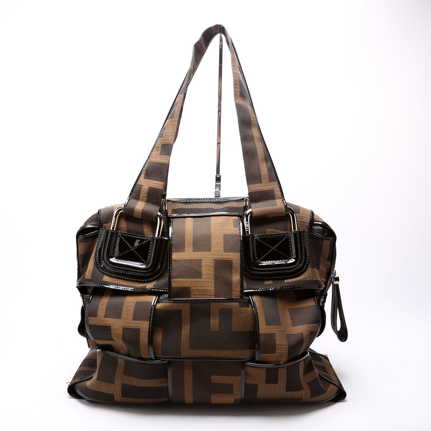Fendi Zucca Canvas Woven Crossword Bag