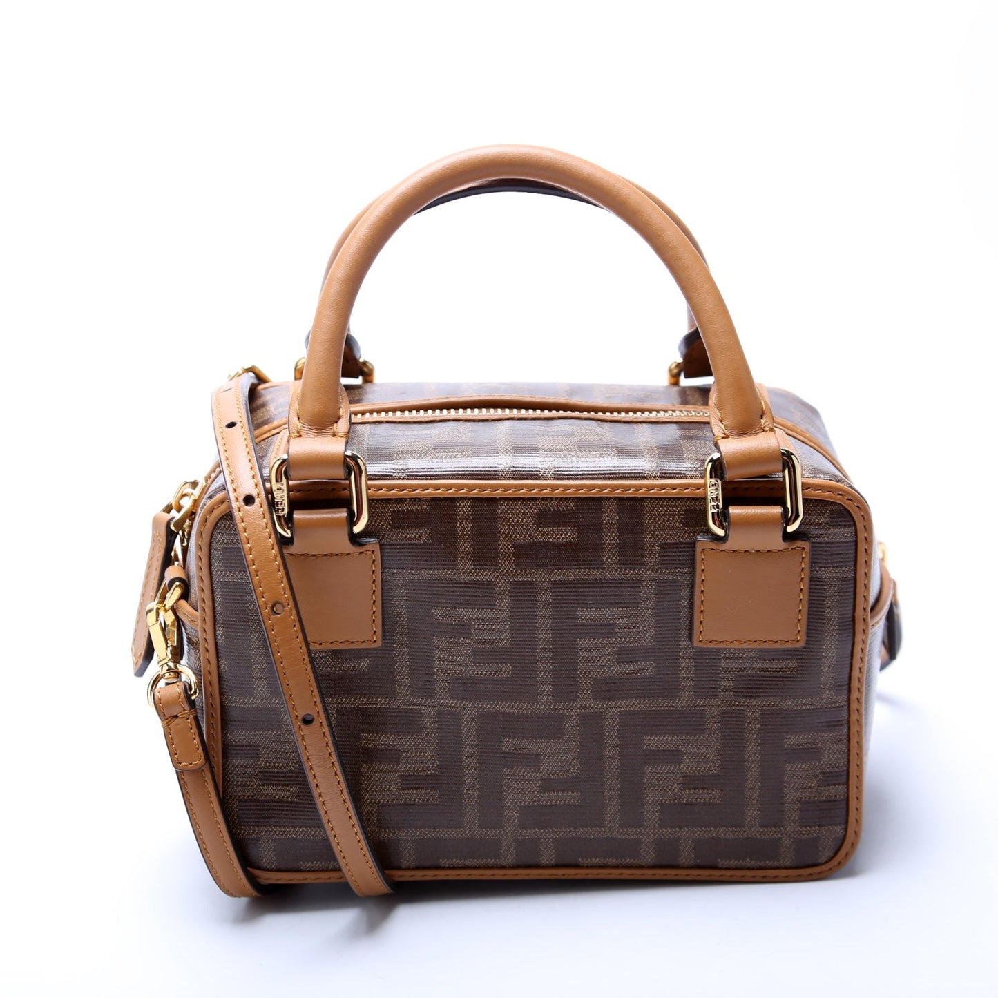 Fendi Glazed FF Canvas Mini Boston Bag