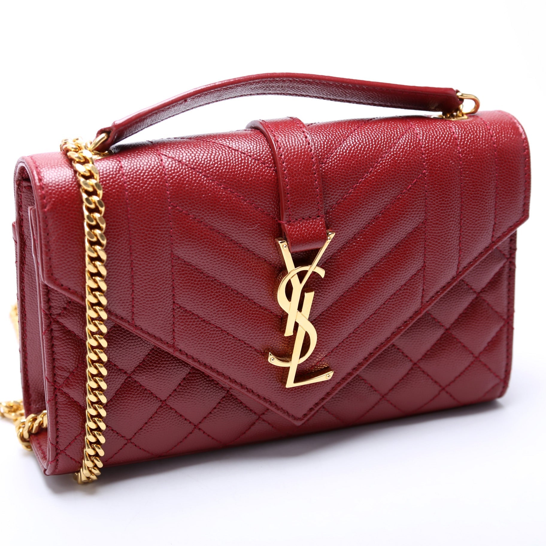 Saint Laurent Envelope Small Triquilt 600195 Red Bag
