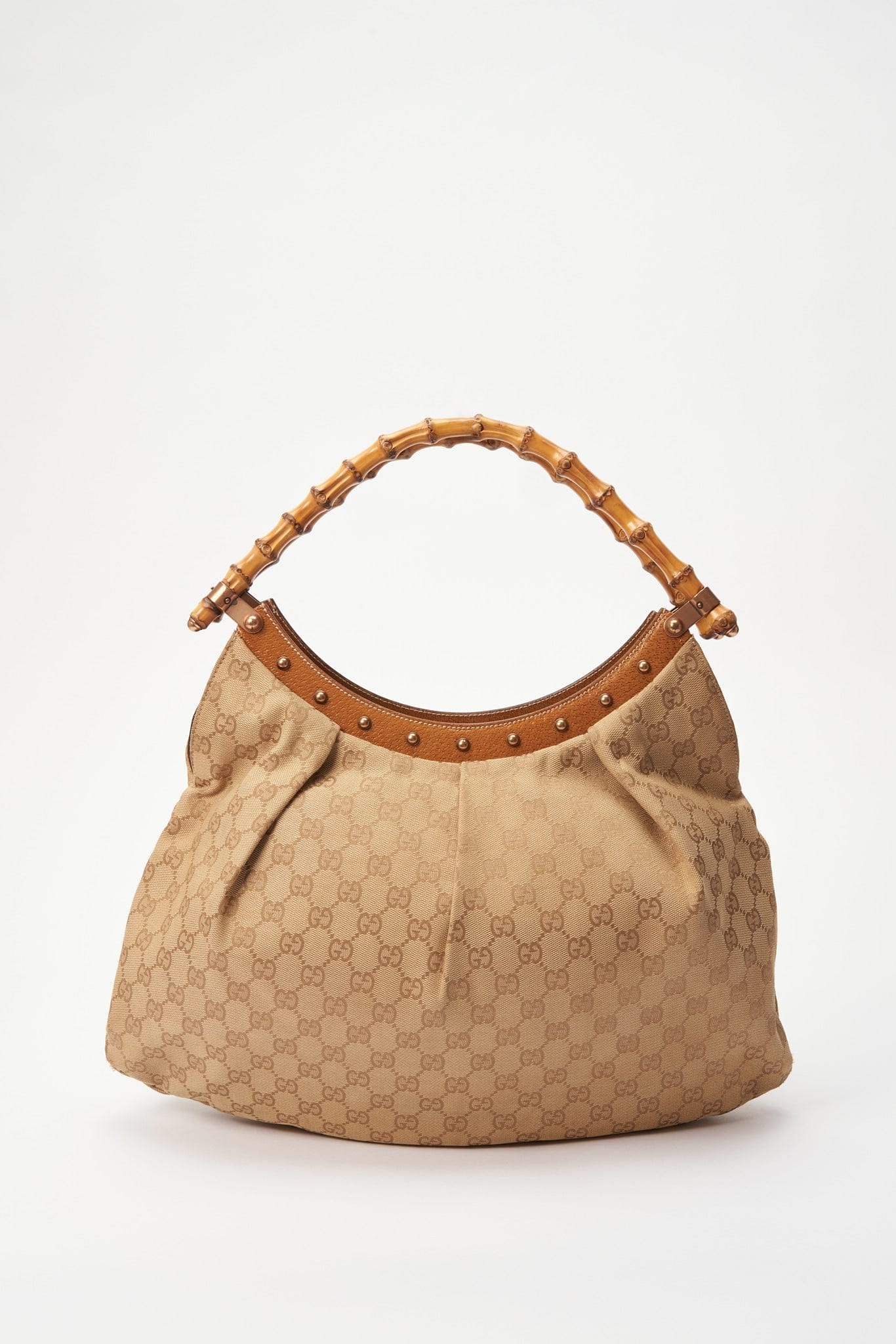 Gucci Bamboo Leather Canvas Shoulder Bag Style 3