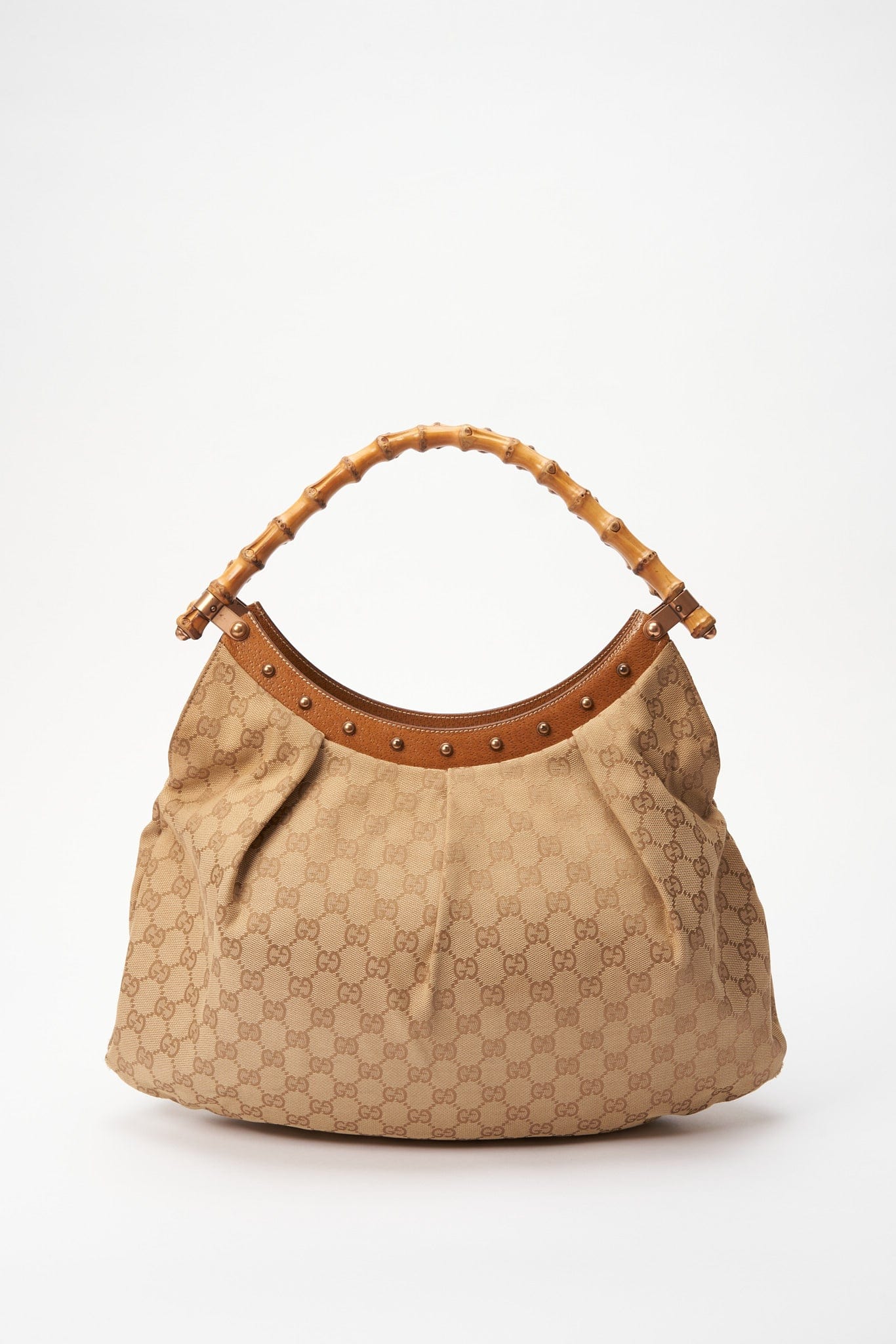 Gucci Bamboo Leather Canvas Shoulder Bag Style 3