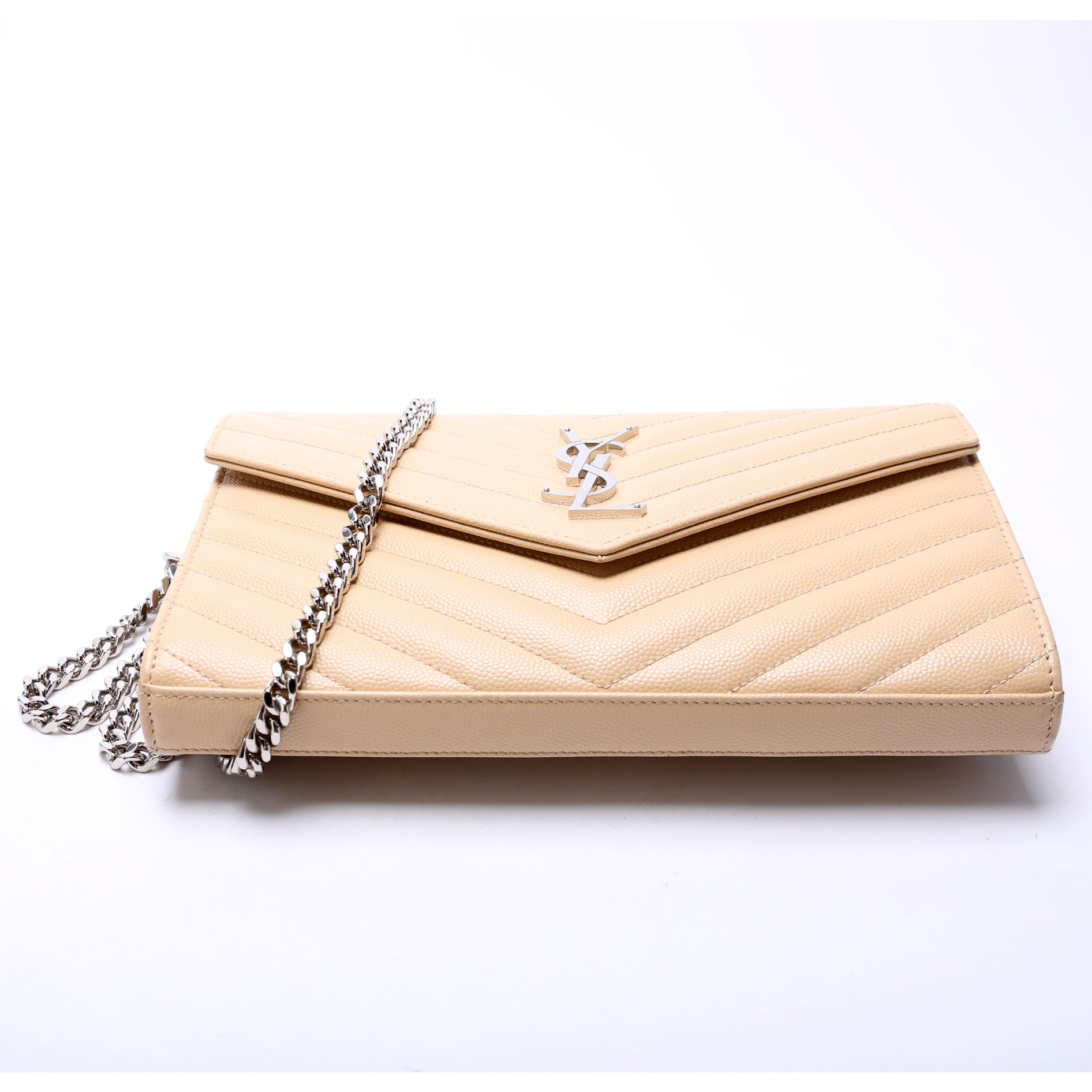 Saint Laurent Grain De Chain Wallet Cream 337828 Bag