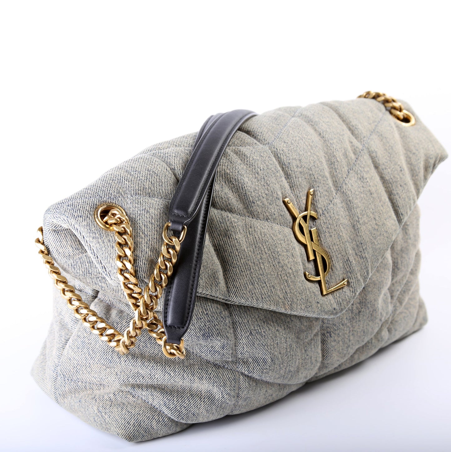 Saint Laurent Puffer Quilted Medium Denim 577475 Bag