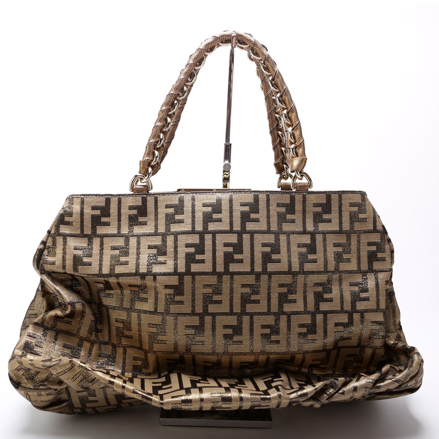 Fendi Mia Tote Metallic Zucca Canvas Large Bag