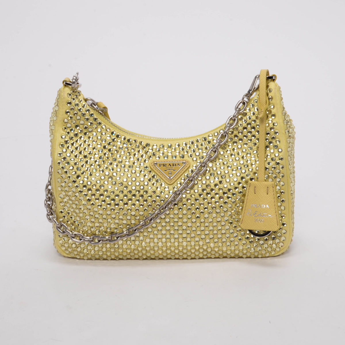 Prada Banana Satin & Crystal Re-Edition Bag